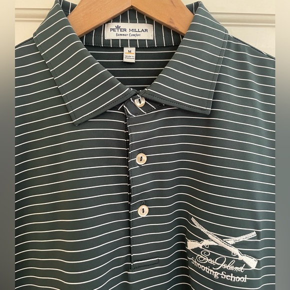 Peter Millar Summer Comfort Men's Green Striped Polo Shirt “Sea Island” - Picture 2 of 4